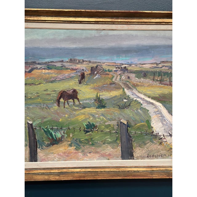 Georg Lodström, Coastal Scene with Horses, 1947, Oil on Canvas For Sale - Image 4 of 18