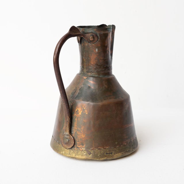 Turkish Antique Islamic Primitive Copper Water Jug Ewer, Ottoman Empire, 19th Century For Sale - Image 3 of 11