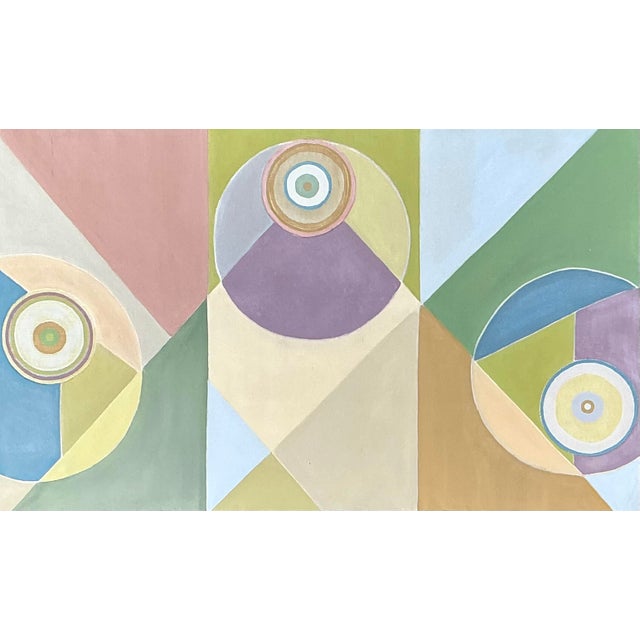 Vintage Original Abstract Geometric Oil on Canvas For Sale In West Palm - Image 6 of 12