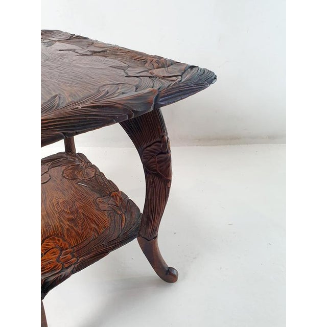 Japanese Art Nouveau Hand-Carved Kamakura Bori Side Table, 1900s For Sale - Image 8 of 12