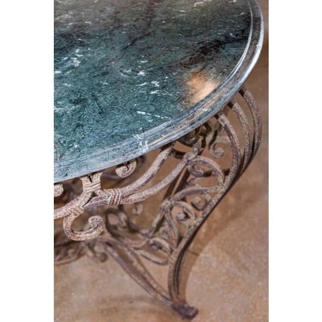 Dark Gray 20th Century French Iron Round Center Table With Verde Marble For Sale - Image 8 of 8