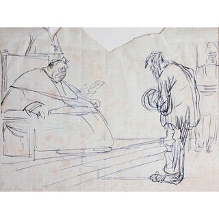 Gabriele Galantara, In the Presence, Ink Drawing, 1907 For Sale