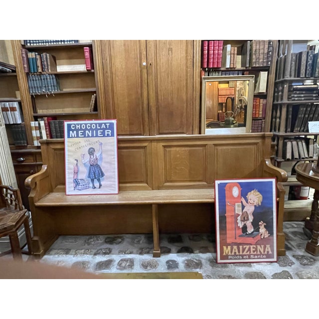 Solid oak church pew, sturdy and authentic, with a beautiful patina. Ideal for rustic or characterful décor. Good overall...