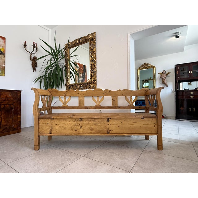 Provincial Biedermeier Chest Bench Country House Bench Antique D2417 For Sale - Image 18 of 18