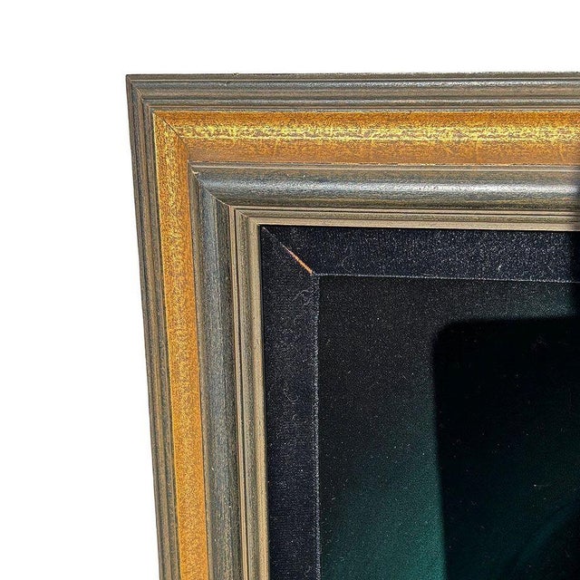 Textile Framed Mid-Century Hand Painted Oil on Velvet Female Portrait, Signed Cohen For Sale - Image 7 of 8