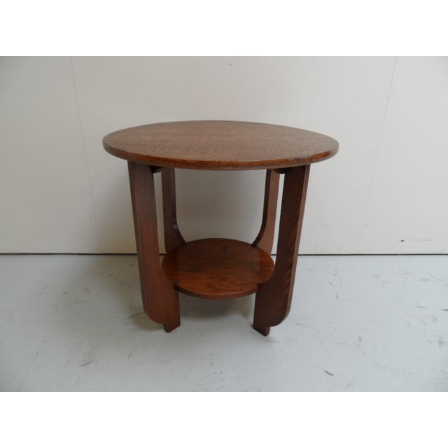 Art Deco Round Oak Coffee Table, 1920s For Sale - Image 3 of 10
