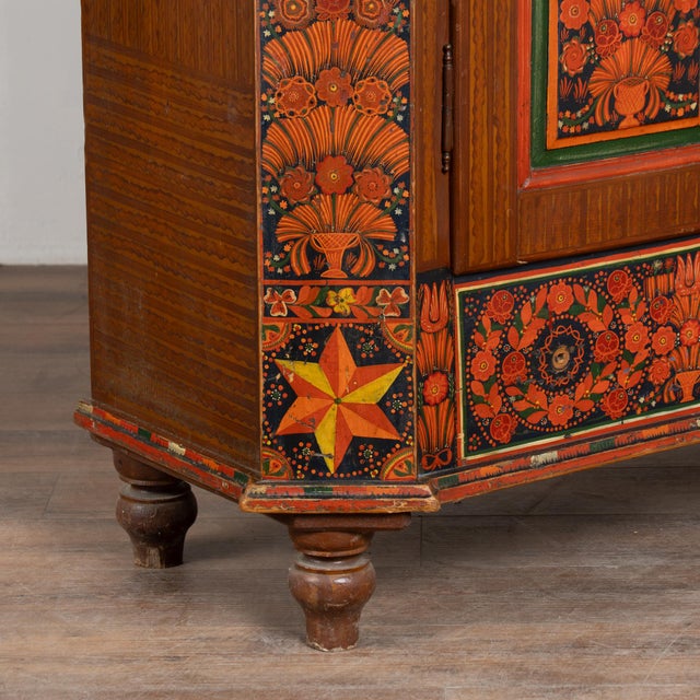 19th-Century Original Red Painted Hungarian Armoire For Sale - Image 10 of 12
