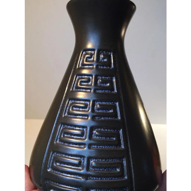 1970s Vintage Danish Black Geometric Pottery Vase from Langeland, 1970s For Sale - Image 5 of 6