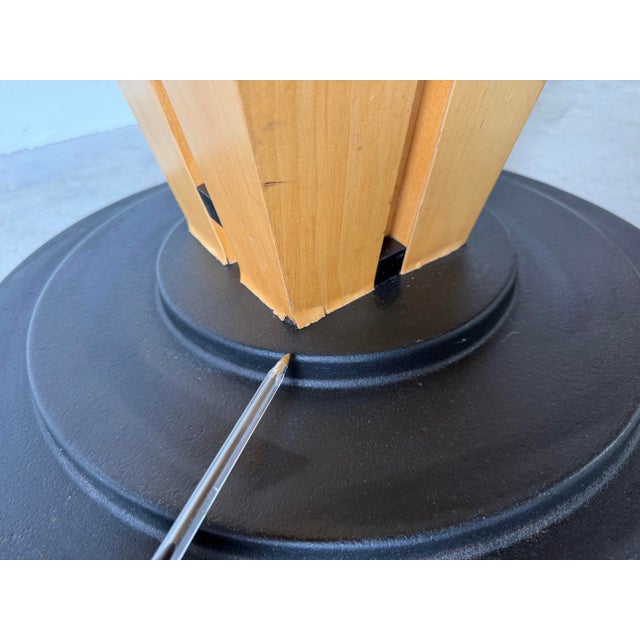 1980’s Postmodern Art Deco-Style Italian Pedestal Game Table With Black Metal Base For Sale - Image 12 of 12