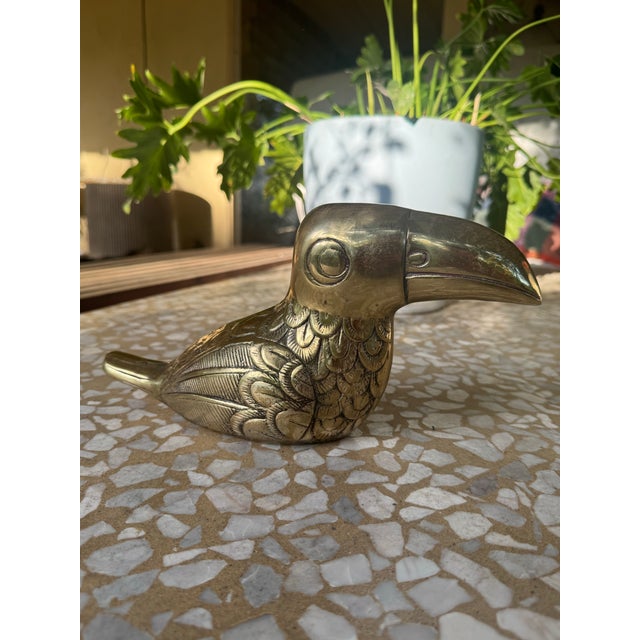 Mid-Century Modern Large Solid Brass Mid-Century Toucan Figurine For Sale - Image 3 of 12