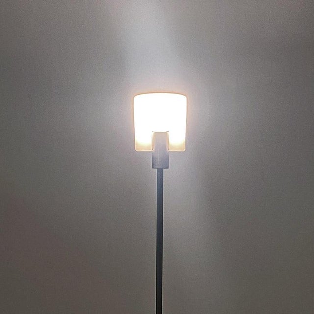 Italian Modern Lamp in Metal and Opal Glass, 1980s For Sale - Image 3 of 15
