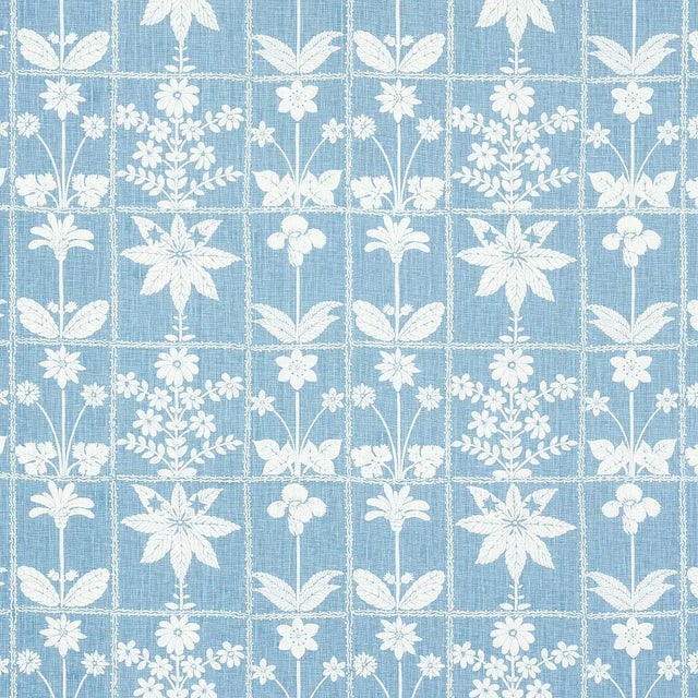 2020s Schumacher Georgia Wildflowers Fabric in Blue For Sale - Image 5 of 5