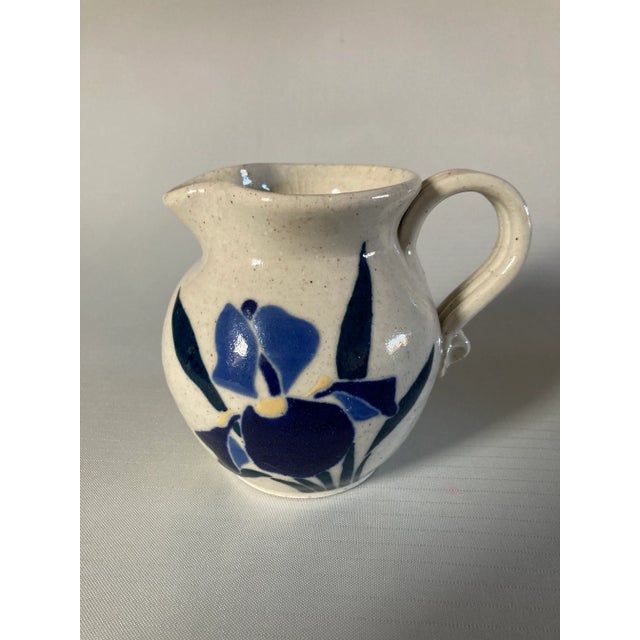 Vintage Blue & Gray Stone Ware Signed Eligible Pitcher For Sale In New York - Image 6 of 6