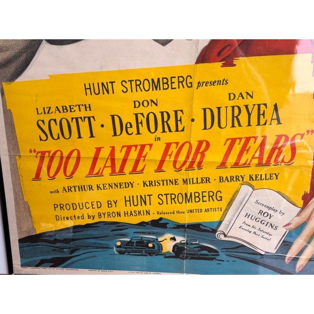 Yellow 1940’s Movie Poster, "Too Late for Tears" For Sale - Image 8 of 8