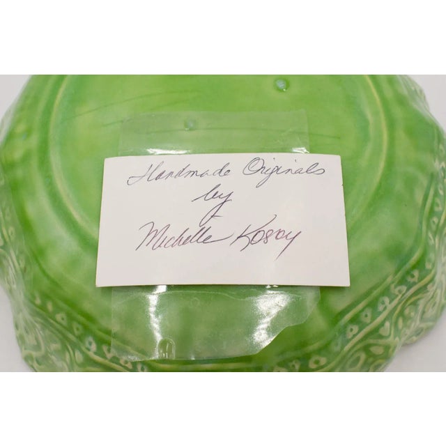 Early 21st Century Kosoy + Bouchard Signed, Dated Light Green Textured Large Bowl For Sale - Image 9 of 12