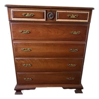 Vintage Cherry Wood 6 Drawer Chest For Sale