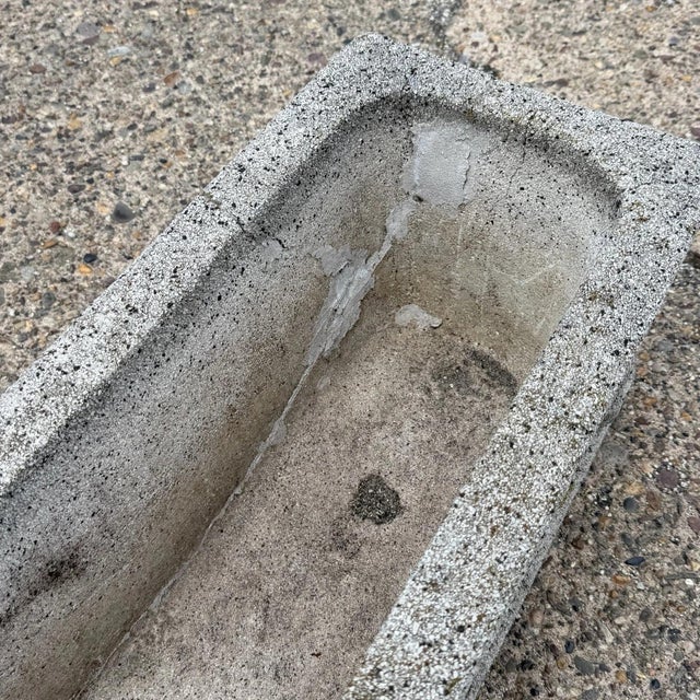 Vintage Neoclassical Style Concrete Cherub 36" Long Garden Planter Pots - A Pair For Sale - Image 15 of 18