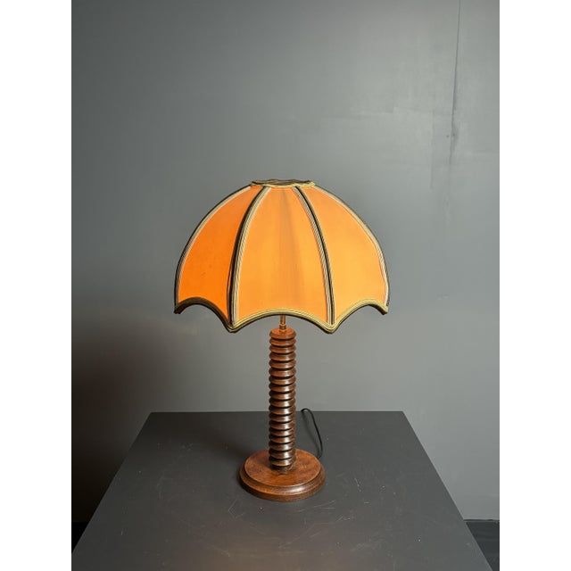 Mid-Century Modern French Brutalist Turned Wood Mushroom Table Lamp in the style of Charles Dudouyt, 1950s For Sale - Image 11 of 16