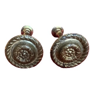 Antique Early 19th Century American Federal Neoclassical Brass Mirror Supports or Drapery Curtain Tie Backs 1810 - 1820 - A Pair For Sale