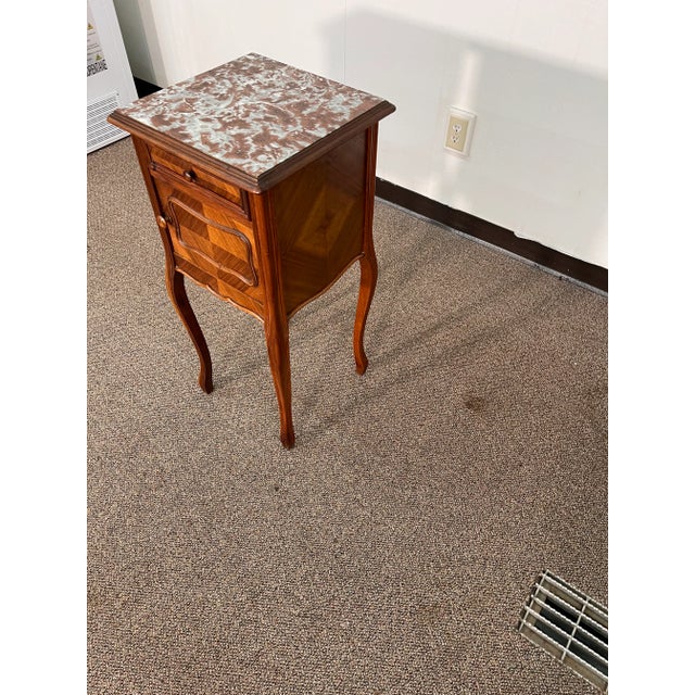 Early 20th Century French Marble Top Nightstand With Marble Interior For Sale - Image 9 of 13