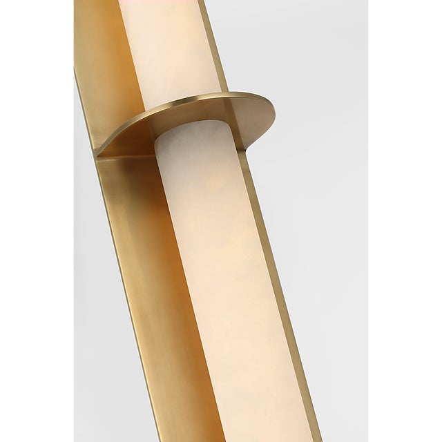 Metal Kelly Wearstler for Visual Comfort Signature Fosse 28" Linear Tube Sconce in Antique-Burnished Brass with Alabaster For Sale - Image 7 of 10