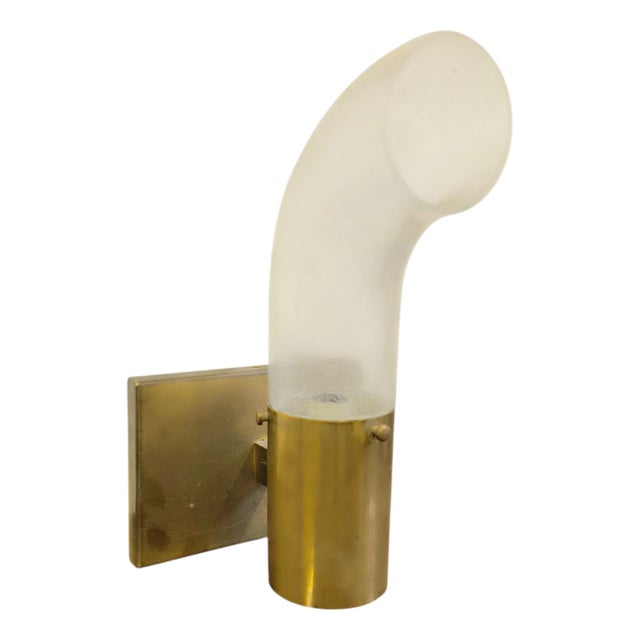 Brass and Pulegoso Glass Wall Lamp attributed to Aldo Nason for Mazzega, 1960s For Sale