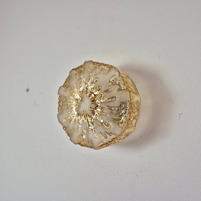 Mid-Century Modern Amber Glass Flush Mount from Honsel, 1960s For Sale - Image 3 of 8