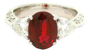 2.64 Carat Ruby Diamond Platinum Ring, Gia Certified, Size 6.25