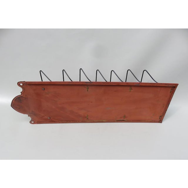 Art Nouveau Wall Newspaper Stand in Metal Bordeau Red, Black & Gold, 1890s For Sale - Image 11 of 15