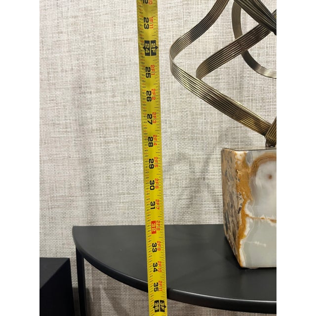 Modern 1970s C Jere Brass Sculpture on Onyx Base For Sale - Image 3 of 10