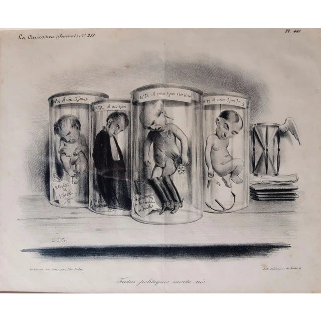 Foetus Politiques Morts-Nés - Original Lithograph by Foetus C.-J. Traviès - 1834 1834 For Sale