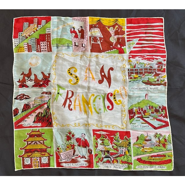 Carl Tait San Francisco Landmarks Vintage Silk Textile Panel For Sale - Image 10 of 10
