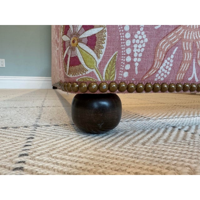 Raoul Textiles Indira Rouge King Size Bed Frame With Nailheads For Sale In New York - Image 6 of 12