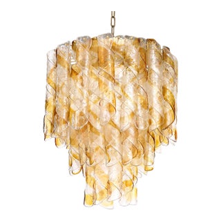 Italian Mazzega Multi-Tier Glass Chandelier For Sale