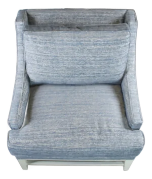 Late 20th Century Gabriella White Bev Upholstered Modern Blue Slope Arm Library Chair and a Half