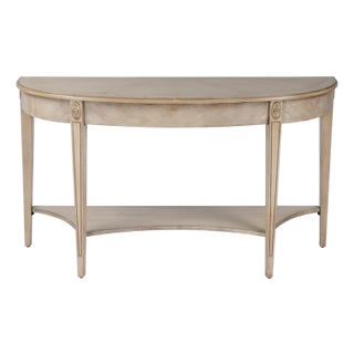 Astor 54"W Demilune Console Table, Antique Beige For Sale