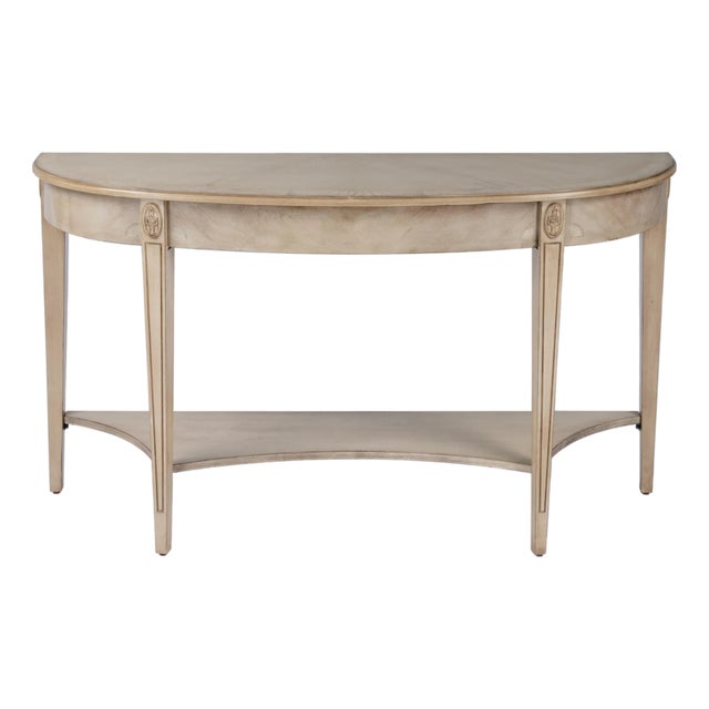 Astor 54"W Demilune Console Table, Antique Beige For Sale
