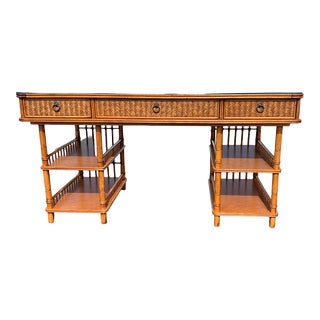 Tommy Bahama British Colonial Bamboo and Rattan Desk For Sale