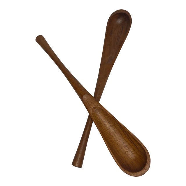 Pair of 1970s Danish Teak Salad Servers For Sale