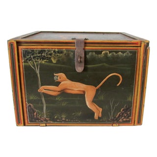 Vintage Anglo-Indian Hand-Painted & Crafted Wood and Brass Apothecary and/or Storage Box For Sale