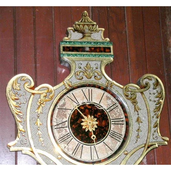 Italian Fanciful Eglomise Electric Wall Clock For Sale - Image 3 of 7
