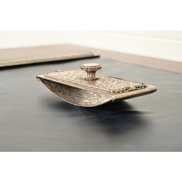 Roycroft Roycroft Arts & Crafts Silver Finished Hammered Copper Rocker Blotter For Sale - Image 4 of 10