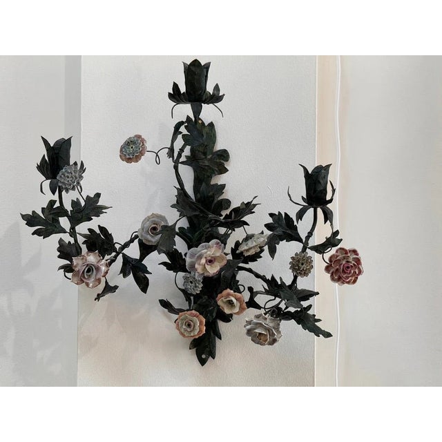 Metal Pair of 19th Century French Tole Sconces For Sale - Image 7 of 12