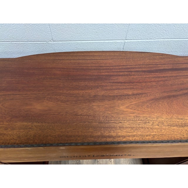 Vintage Chippendale Style Galleried Mahogany Sideboard Buffet Console Desk For Sale - Image 15 of 17