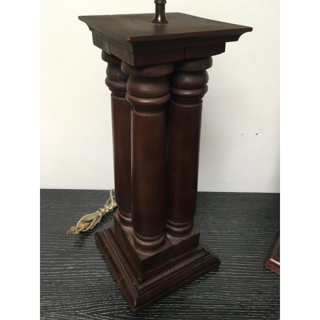 Early 20th Century Antique Wooden Architectural Table Lamps - a Pair For Sale In Los Angeles - Image 6 of 9