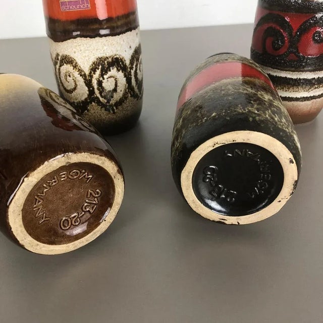 Vintage Fat Lava Pottery 213-20 Vases from Scheurich, Germany, Set of 4 For Sale - Image 17 of 18