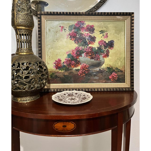 1950s 1950s Still Life Flower Bouquet Oil Painting For Sale - Image 5 of 6