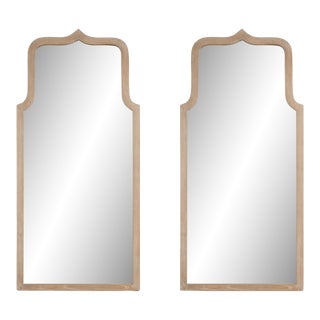 Pair of Modern Mirrors With Wooden Frame For Sale
