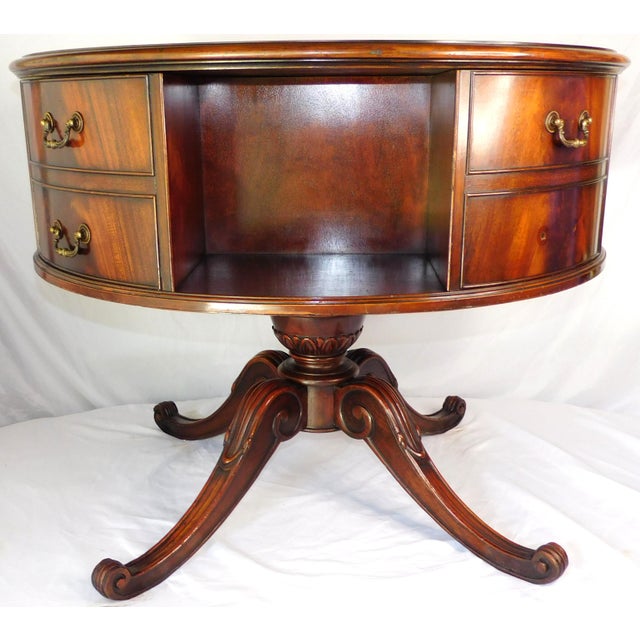 Brown 1940s Vintage Heirloom Weiman English Regency Rotating Drum Table #:614 For Sale - Image 8 of 16