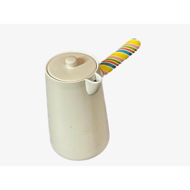 Eggshell Postmodern Ceramic Side-Handled Chocolate Pot – Memphis Style For Sale - Image 8 of 13